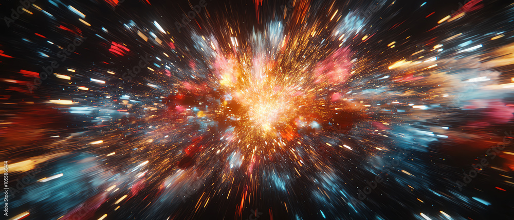 Poster explosive firecracker sparks illuminate the night sky with a dazzling display of colorful light and 