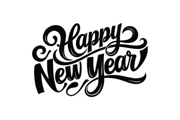 Happy New Year Calligraphy Typography Design - Vector Illustration for Festive Projects