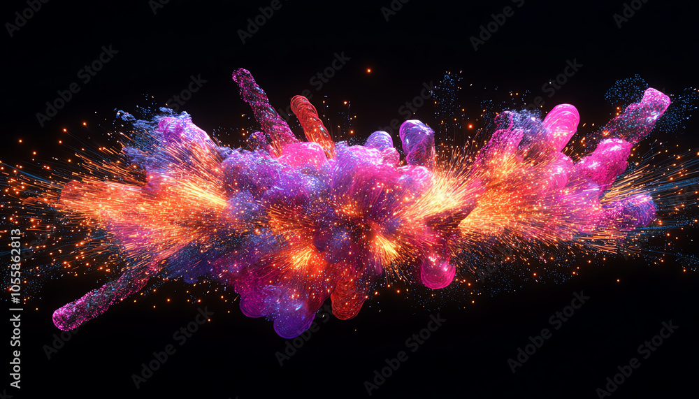 Poster explosive color a mesmerizing display of firecracker trails illuminating the night sky with vibrant 