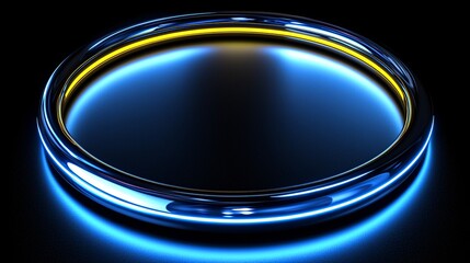 Abstract Glowing Ring with Blue and Yellow Neon Lights