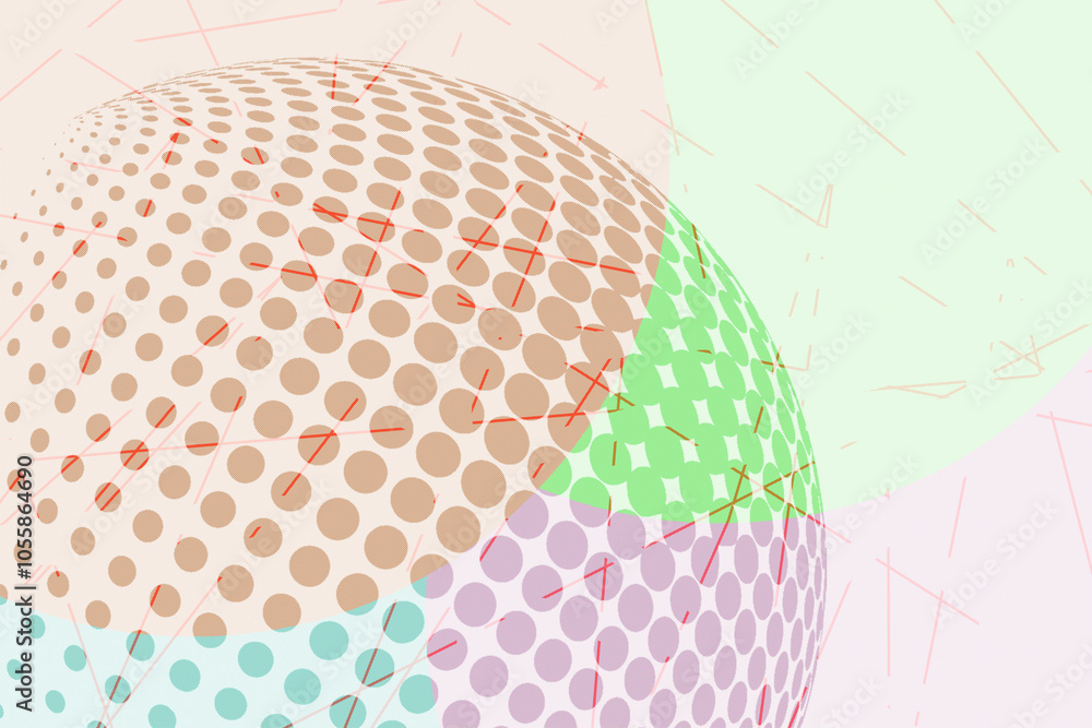 Poster abstract multicolored background with a ball of dots