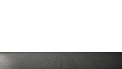 empty black wooden floor border isolated on transparent background cutout