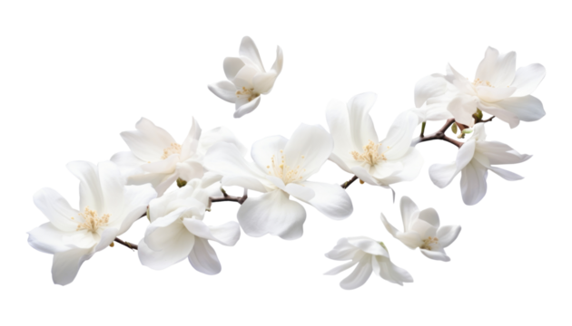 white flower isolated on transparent background cutout