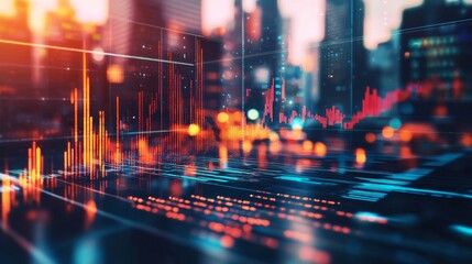 Obraz premium Abstract data visualization with glowing charts and graphs