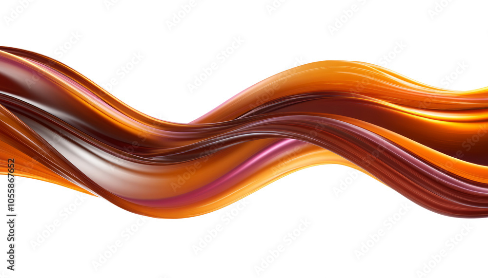 Poster abstract brown wave fluid holographic iridescent 3d render icon isolated on transparent background c