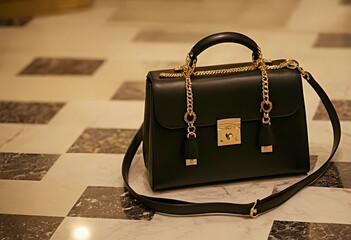 stylish elegant women's luxury black handbag