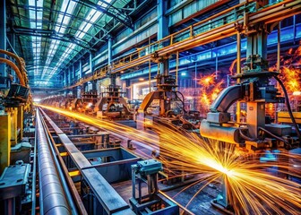 Fototapeta premium Long Exposure Manufacturing Scene Capturing the Art of Production in Various Industries