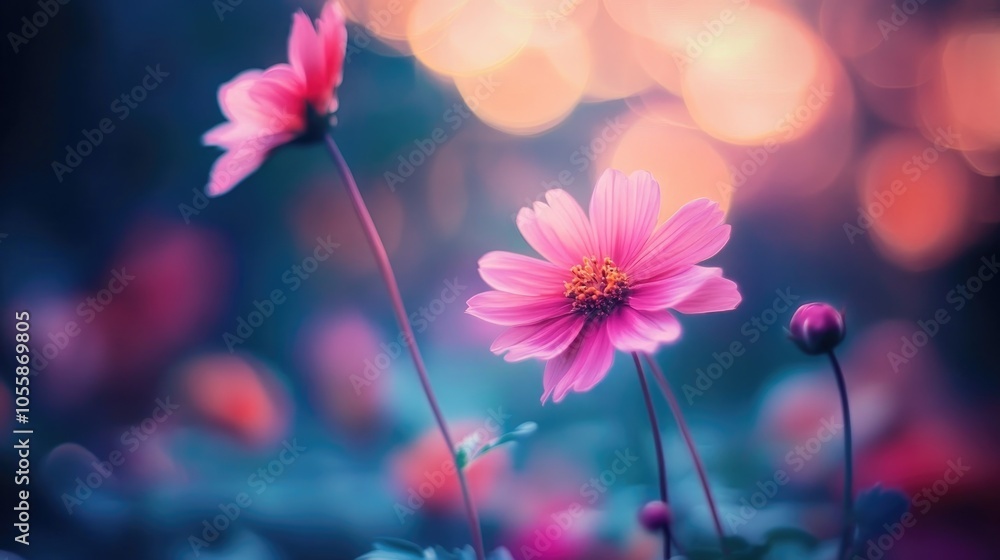 Poster blurred foreground with a softly lit background emphasizing a shallow depth of field effect