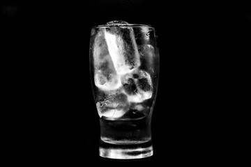 A glass with ice inside