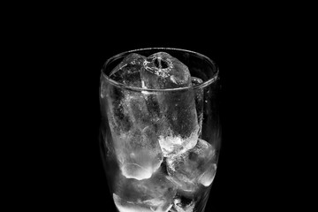 A glass with ice inside