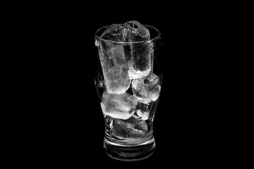 A glass with ice inside