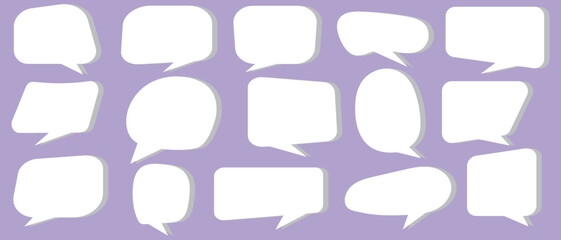 Obraz premium Speech bubbles collection. Message Box Cloud set. Doodle communication icon. White quote Frame. Fun Talk Thinking idea Balloon. Vector illustration