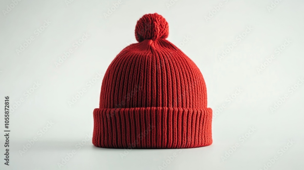 Poster a blank red beanie hat is displayed on a clean white background ideal for design mockup applications