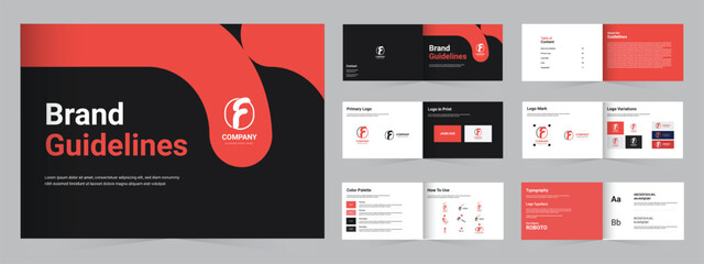 Brand guidelines template, brand guide or brand manual design template