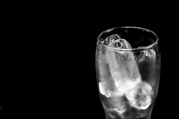 A glass with ice inside