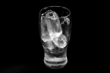 A glass with ice inside