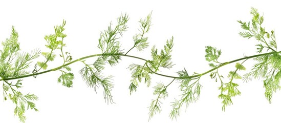 A Delicate Branch With Green Aromatic Leaves Of A Garden Herb Plant Dill Used In European Kitchen Cooking Used To Flavor Many Foods Like Salads Isolated On White