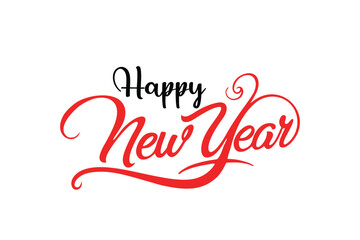 Happy New Year Calligraphy Typography Design - Vector Illustration