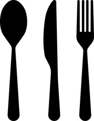 Cutlery icon. Spoon, forks, knife. Vector illustration