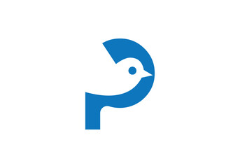 this is Sparrow and capital letter P icon logo design