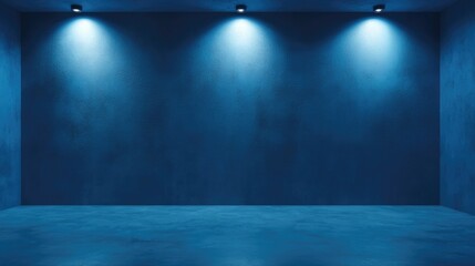 Blue background wall designed for interview recordings