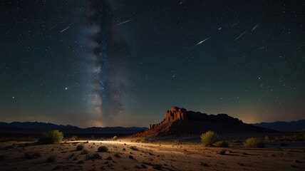 A breathtaking night sky with the Milky Way galaxy stretching across the horizon