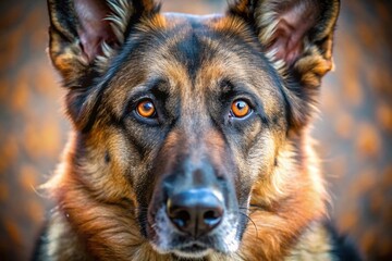 Macro Photography of a German Shepherd Dog's Detailed Features and Expressions