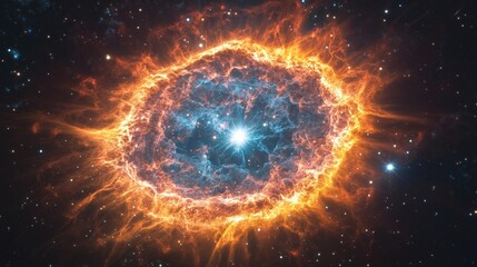 Fototapeta premium Spectacular Supernova Shockwave in Vibrant Blue and Orange