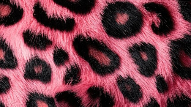Pink and black leopard print fur background