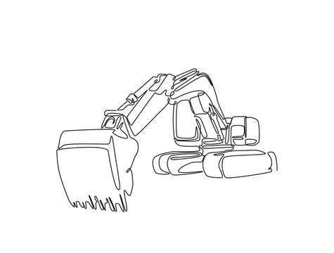 recommend clip art: Continuous one line drawing of excavator. Heavy Construction Equipment single line art vector illustration. Editable vector.