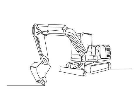 excavator line art, black and white clip art preview