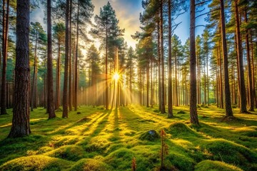 Fototapeta premium Majestic Pine Trees in Lush Forest - Natural Beauty and Serenity