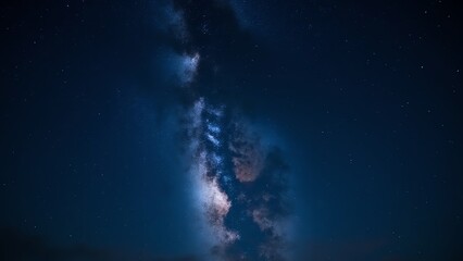 Fototapeta premium A stunning view of the Milky Way galaxy stretching across a dark night sky, with a faint glow of stars and clouds