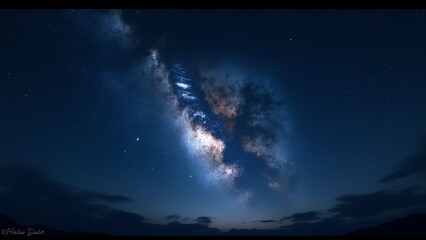 Fototapeta premium A stunning view of the Milky Way galaxy, with swirling clouds of gas and dust illuminated by distant stars