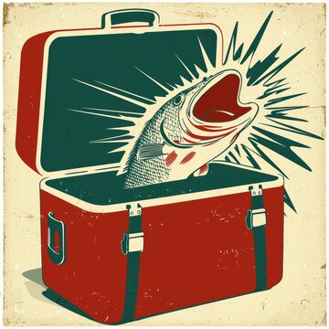 fish bursts from red cooler clip art preview