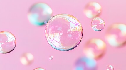 Floating Bubbles on Pink Background