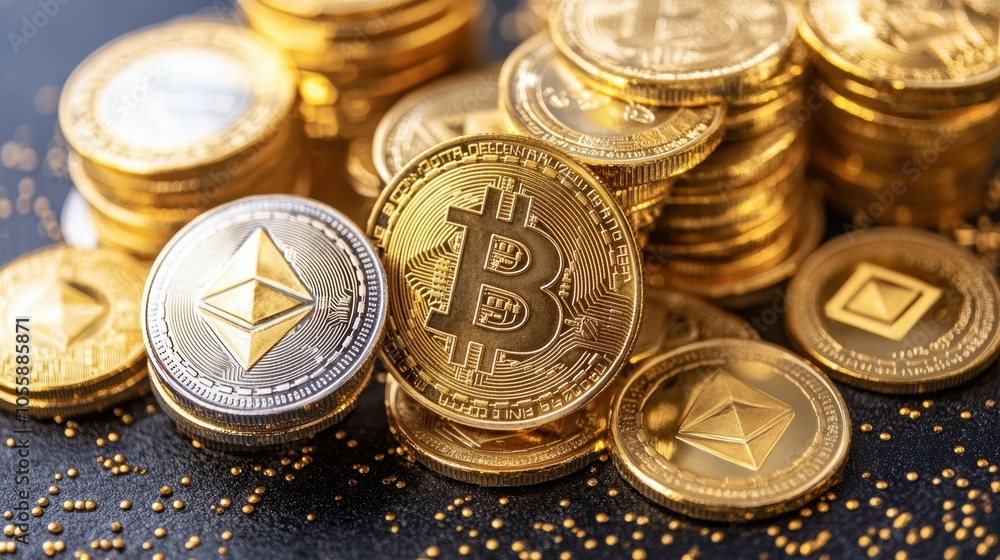 Poster exploring the future of cryptocurrency insights from digital stock graphs and blockchain technology