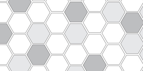 Vector geometric seamless texture symbol. Hexagon, bees hive cells pattern. Bee honey shapes. Abstract pattern with hexagonal white and gray technology line paper background.   Stylish grid texture. 

