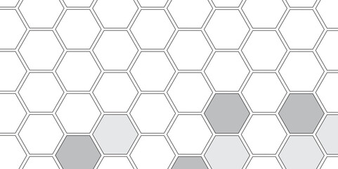Vector geometric seamless texture symbol. Hexagon, bees hive cells pattern. Bee honey shapes. Abstract pattern with hexagonal white and gray technology line paper background.   Stylish grid texture. 
