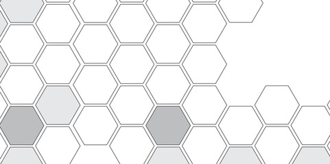 Vector geometric seamless texture symbol. Hexagon, bees hive cells pattern. Bee honey shapes. Abstract pattern with hexagonal white and gray technology line paper background.   Stylish grid texture. 
