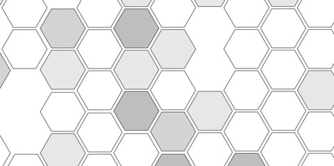 Vector geometric seamless texture symbol. Hexagon, bees hive cells pattern. Bee honey shapes. Abstract pattern with hexagonal white and gray technology line paper background.   Stylish grid texture. 
