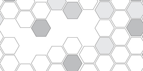 Vector geometric seamless texture symbol. Hexagon, bees hive cells pattern. Bee honey shapes. Abstract pattern with hexagonal white and gray technology line paper background.   Stylish grid texture. 
