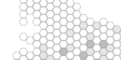 Vector geometric seamless texture symbol. Hexagon, bees hive cells pattern. Bee honey shapes. Abstract pattern with hexagonal white and gray technology line paper background.   Stylish grid texture. 
