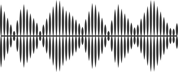 Visualizing a sound wave with varying amplitude, this minimalist image captures the essence of music and technology in a modern black and white design