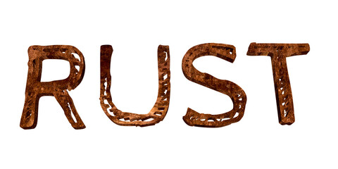 3d rusty word with real rusty effect
