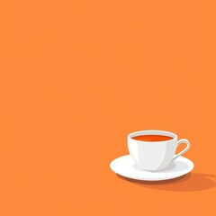 Obraz premium Simple Cup of Tea on Orange Background Minimalist Illustration
