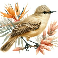 Graceful Songbird Amidst Lush Foliage

