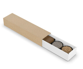 Chocolate gift tin container Blank  template 3d render illustration.