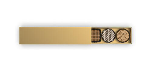 Chocolate gift tin container Blank  template 3d render illustration.