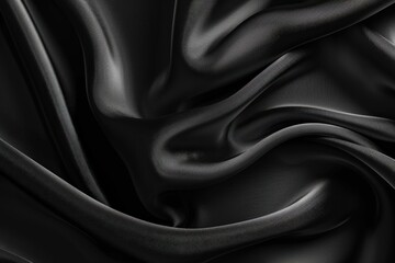 Fototapeta premium Abstract Black Fabric Texture with Draped Folds